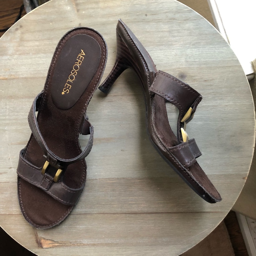 Aerosoles, as comfortable as their reputation.  Dark brown all leather upper.